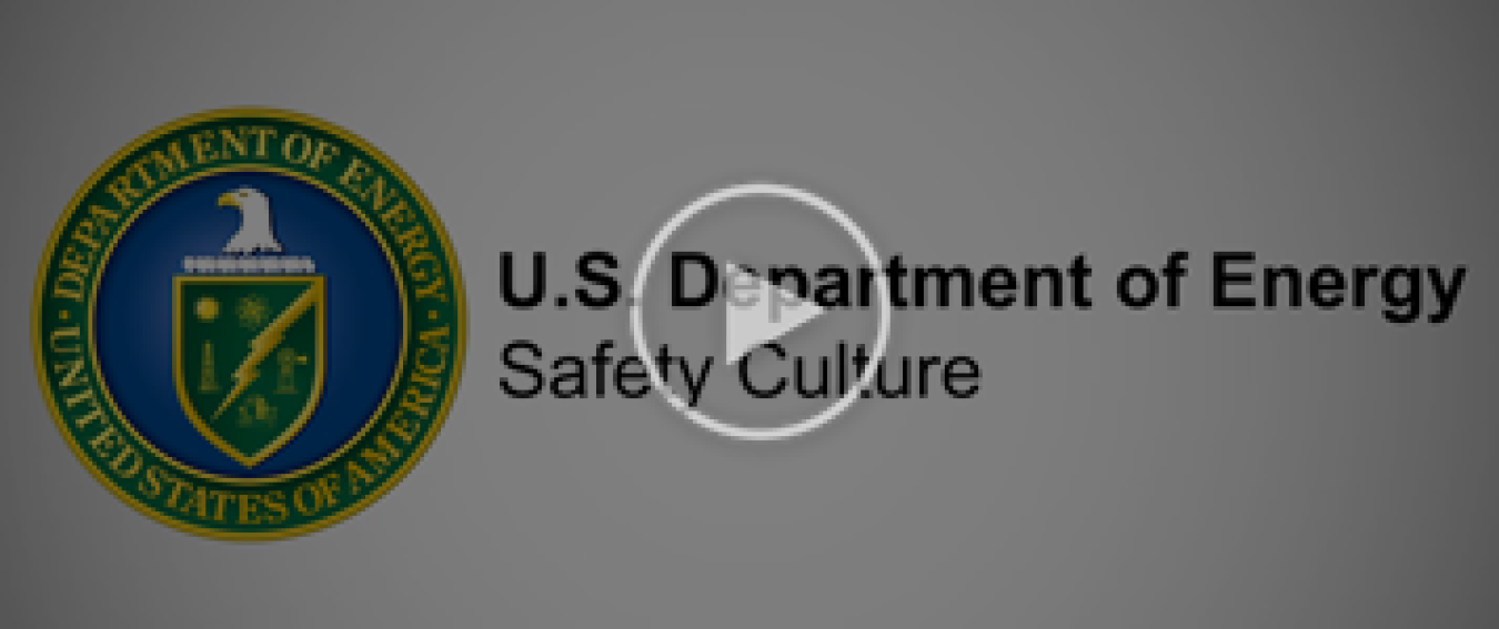 DOE Logo on silver background, with Department of Energy Safety Culture in black text