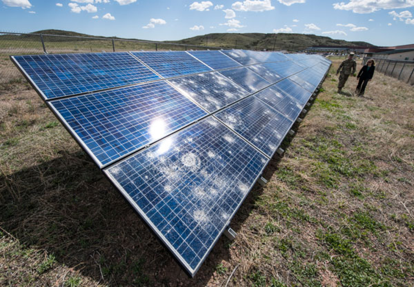 Photovoltaic array damaged by hail