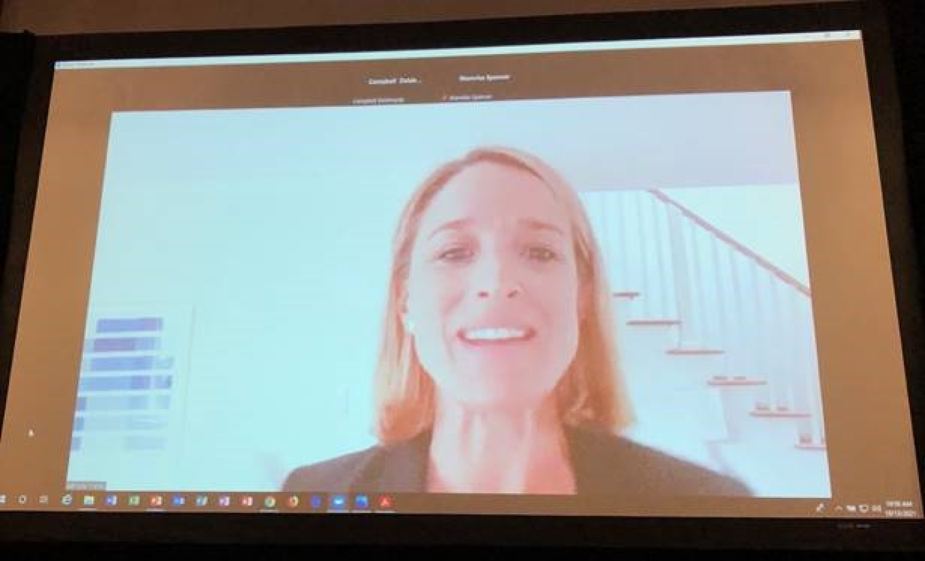 A photo of a presenter speaking during the Annual NASEO meeting.