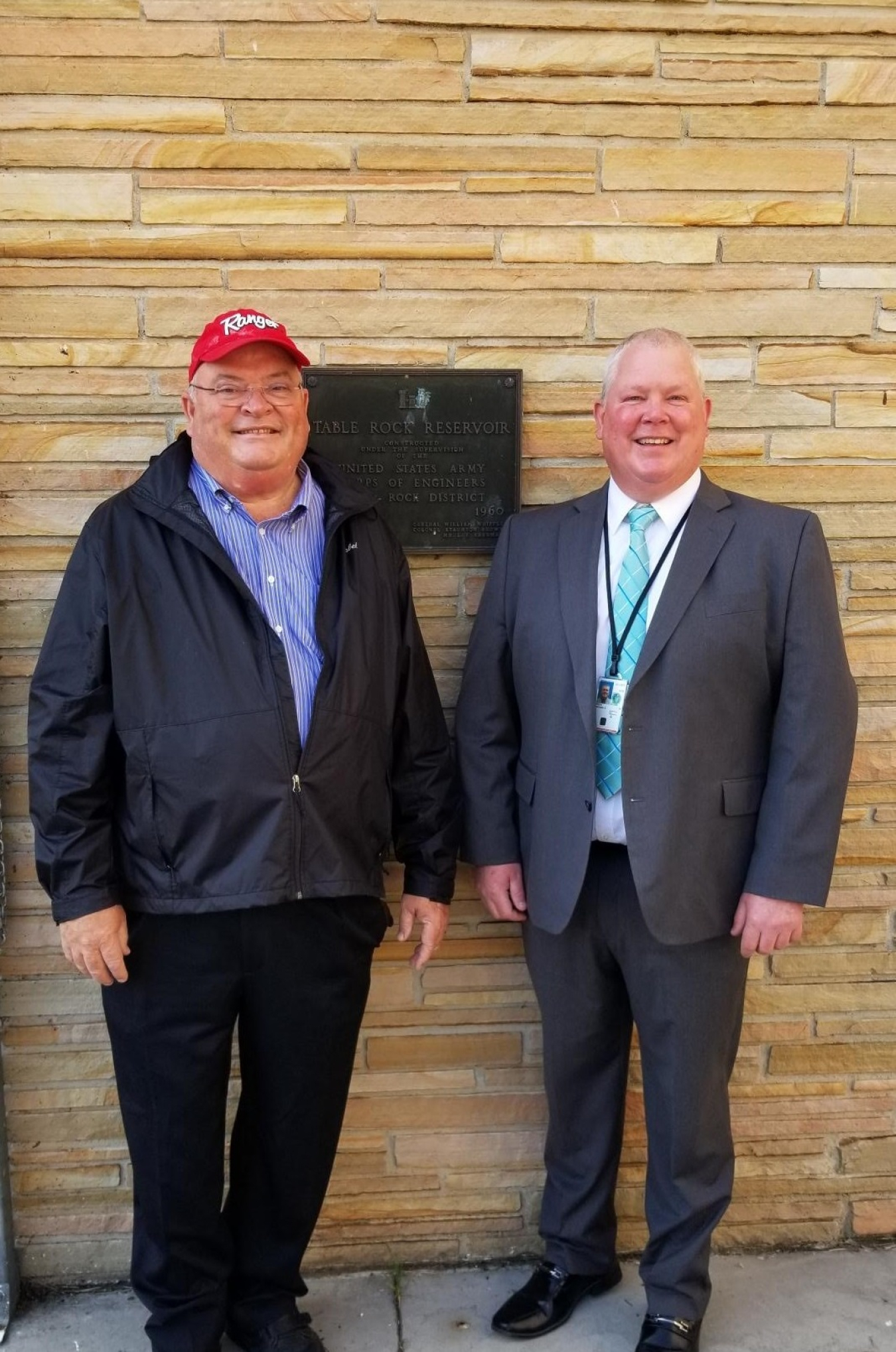 U.S. Congressman Billy Long and SWPA Administrator Mike Wech stand outside of the Table Rock Powerplant in Branson, Missouri.