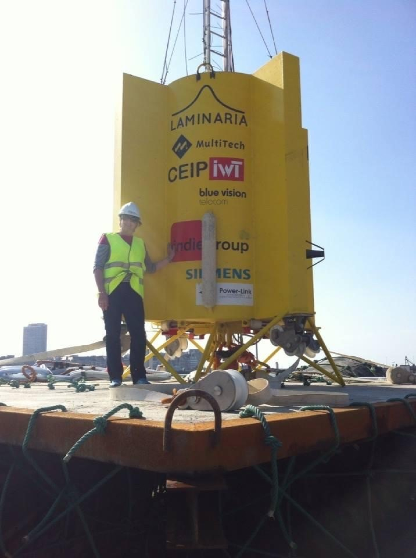 Elaine working on the Laminaria wave energy converter in Belgium.