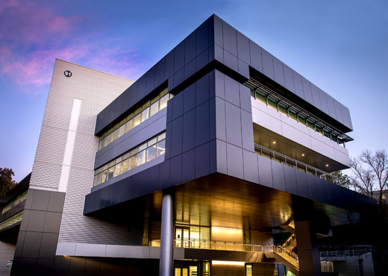 A modern building.