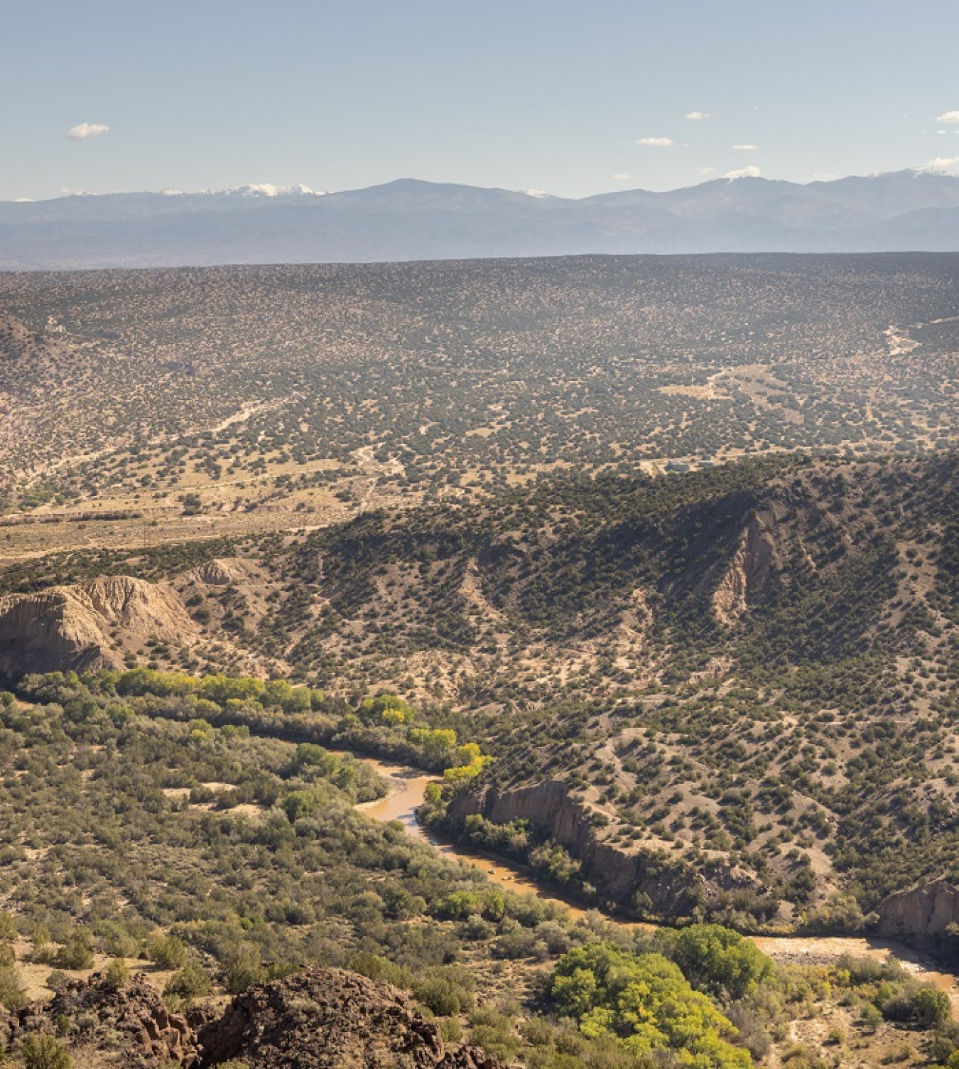 A view of the Rio Grande in White Rock Canyon, which has unseasonably low water levels this year due to exceptional drought conditions.