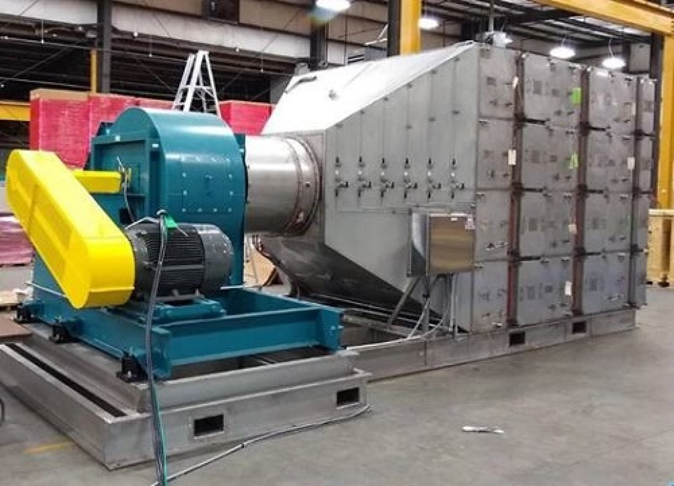 One of three new temporary exhauster units was assembled for testing earlier this year. When installed at the Hanford Site’s Reduction-Oxidation Plant, the upgraded ventilation system will improve airflow and filtration to protect workers as they prepare the contaminated facility for demolition.