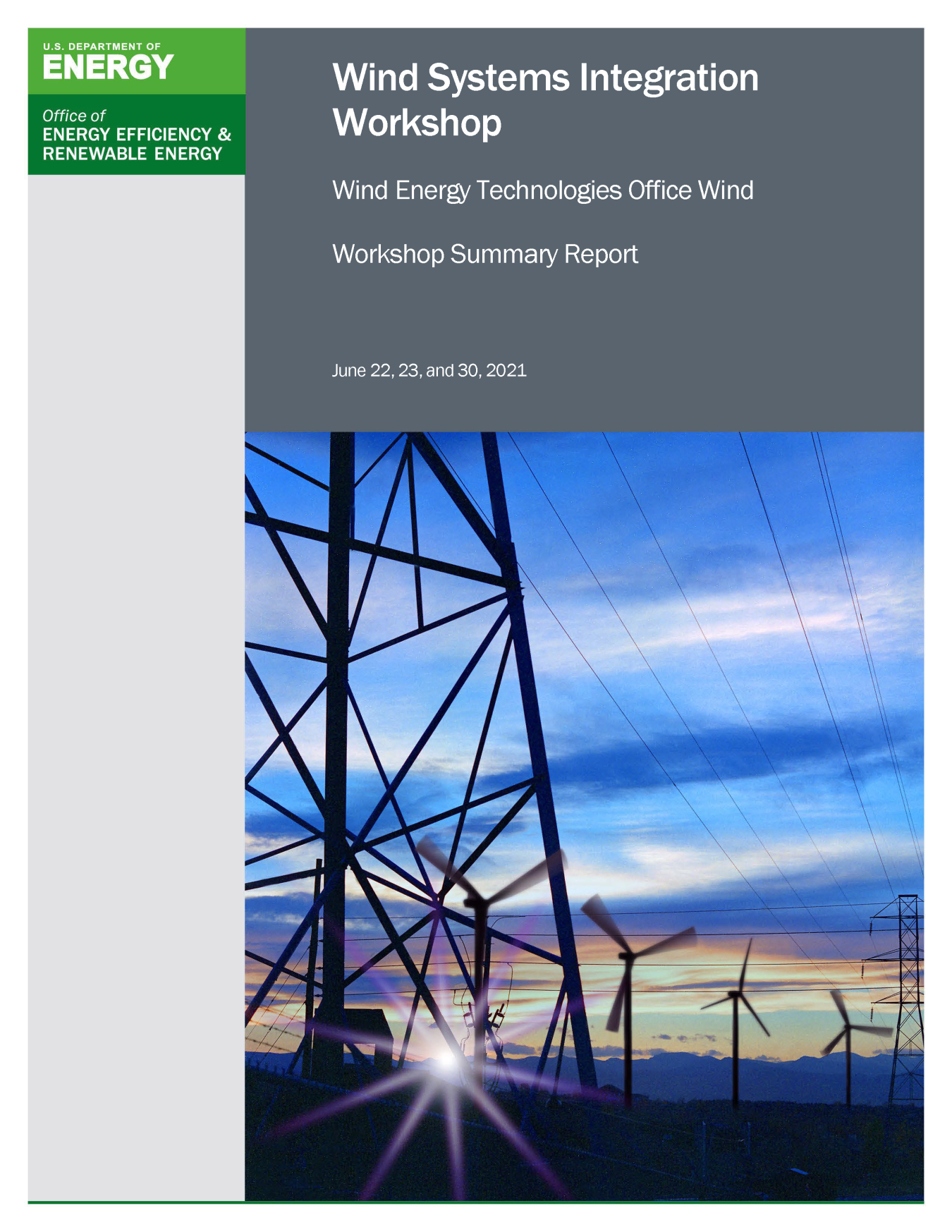 Cover page of the Wind Systems Integration Workshop Report