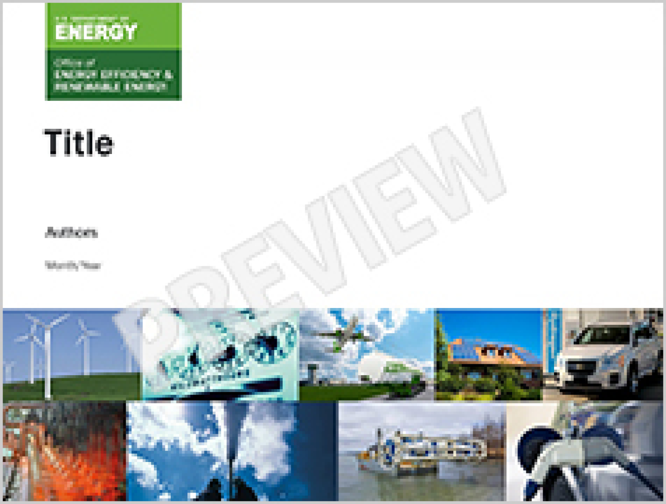 Preview of the standard EERE PowerPoint template.