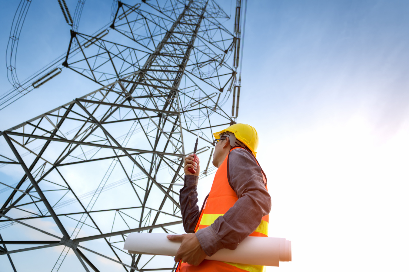 Transmission tower worker