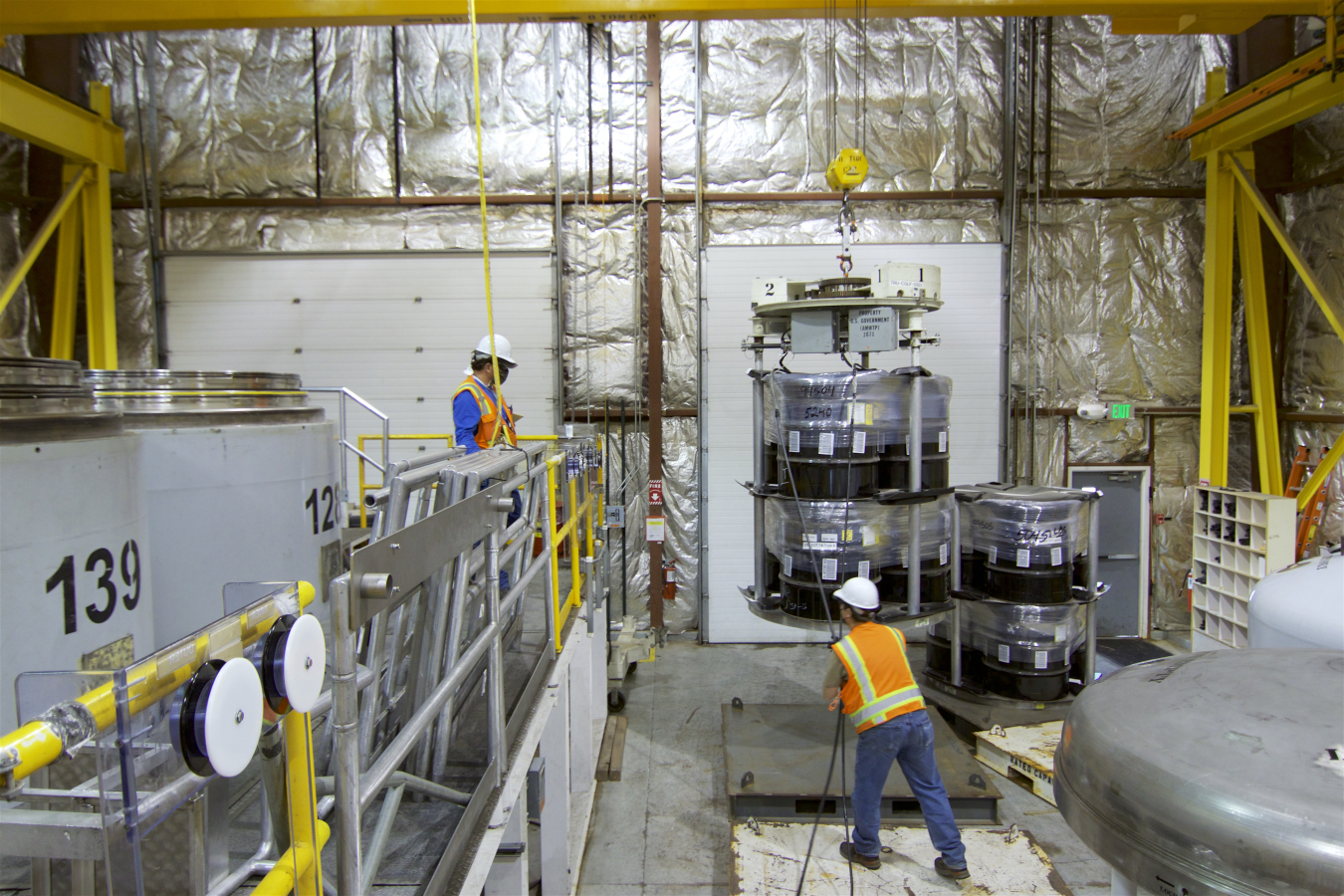Workers inside building