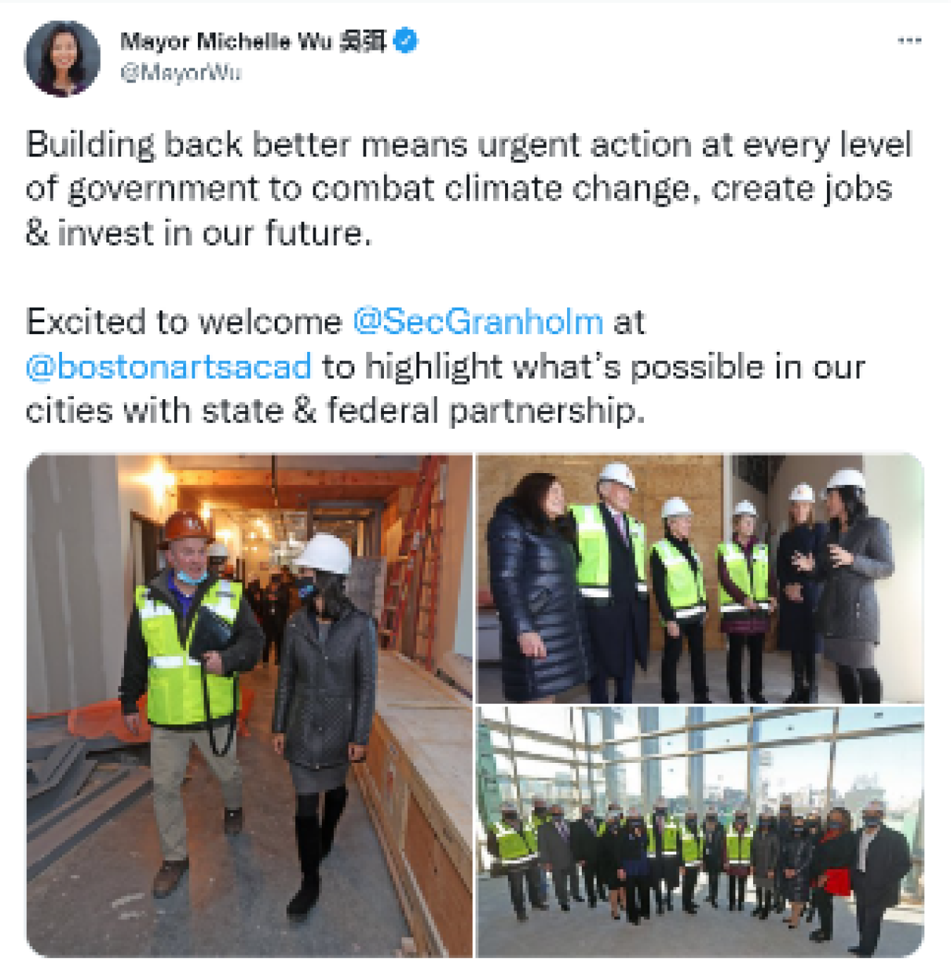 Mayor Michelle Wu Tweet