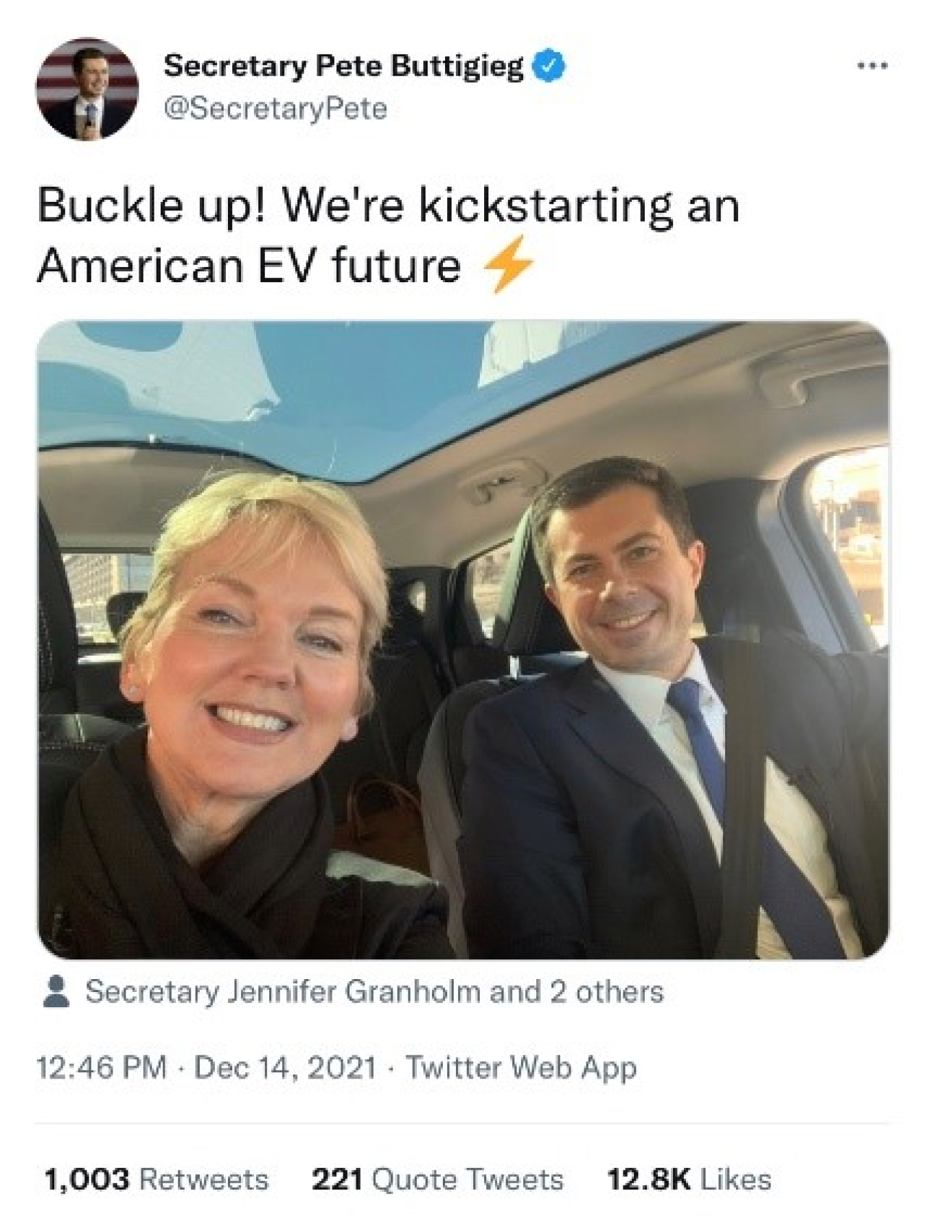 Secretary Buttigieg Tweet