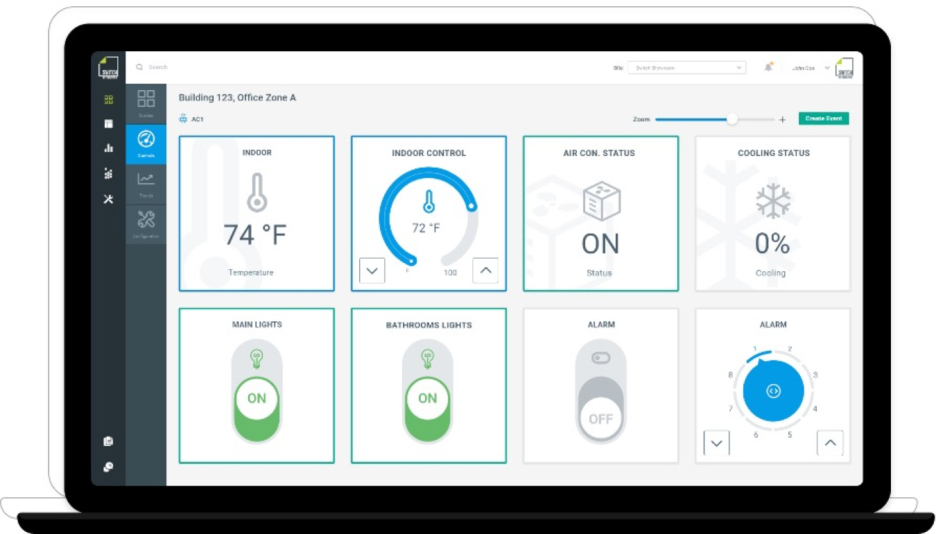 Mockup of the Switch Automation supervisory controls