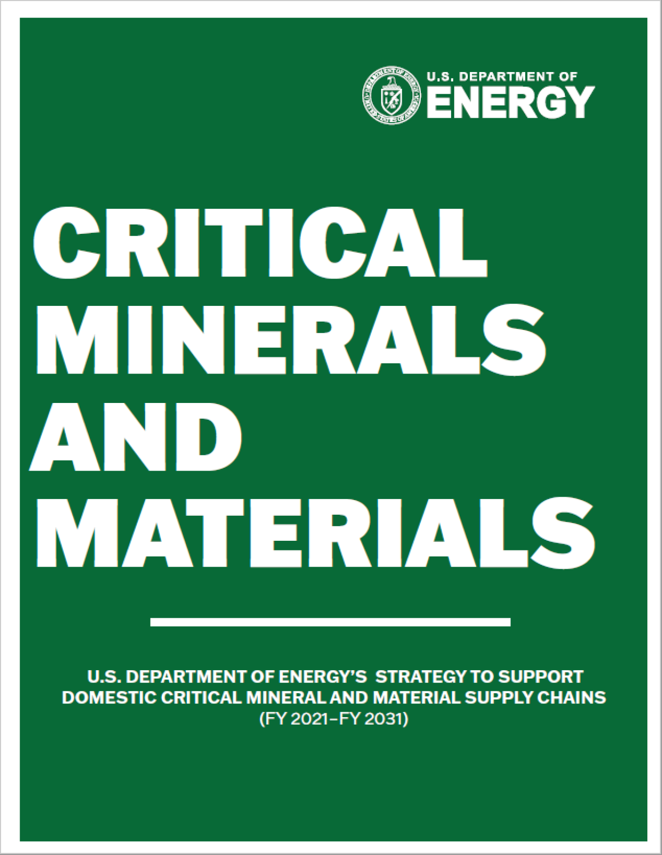 Critical Minerals and Materials Report Cover