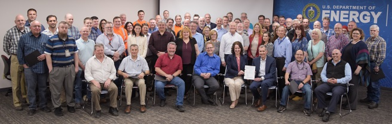 In this April 2019 photo, EM’s Office of River Protection and contractor Bechtel National, Inc. celebrated closure of 12 legacy quality issues after more than a year of using an intense collaborative approach to work the issues to resolution.