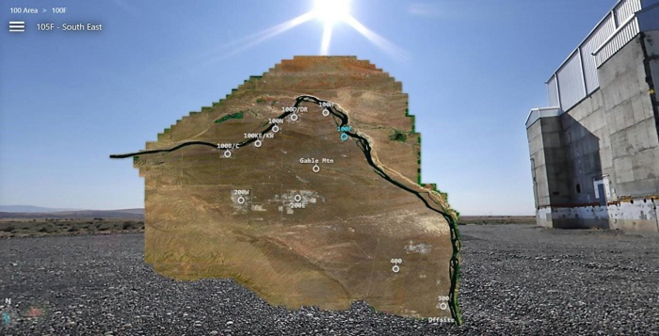 A map of the 580-square-mile Hanford Site shows virtual tourists the geography of past site operations and the current cleanup mission.