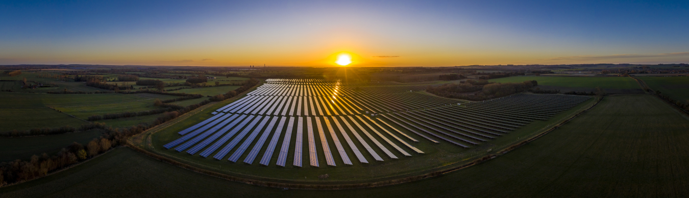 Solar panels at sunrise