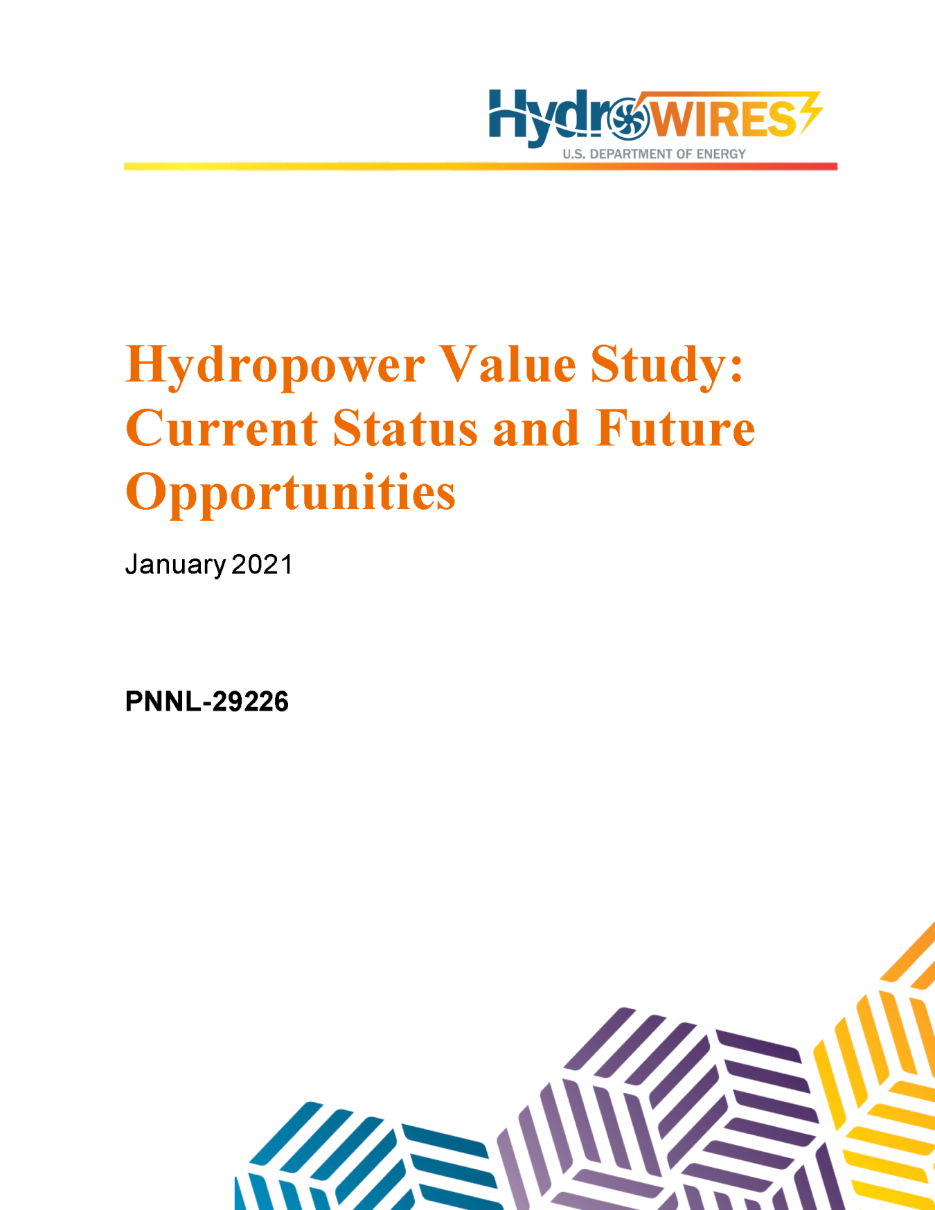 Cover of the "Hydropower Value Study"