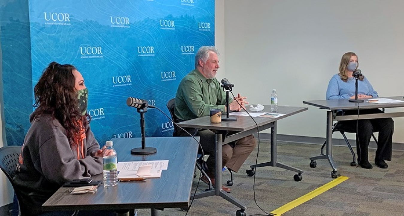 UCOR President and CEO Ken Rueter was joined by UCOR employees Cheyanna Hawn, left, and Anna Summers in a recent virtual presentation to the Energy Communities Alliance. The hour-long session focused on workforce development best practices.