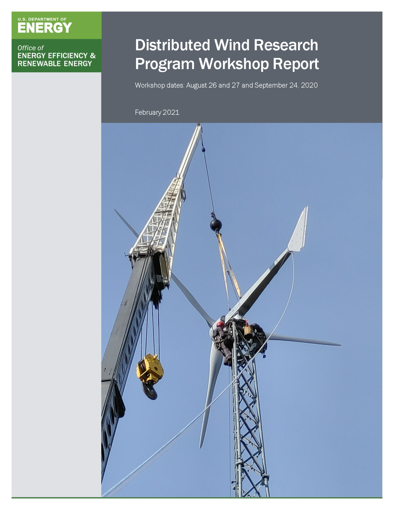 Cover of the "Distributed Wind Research Program Workshop Report"