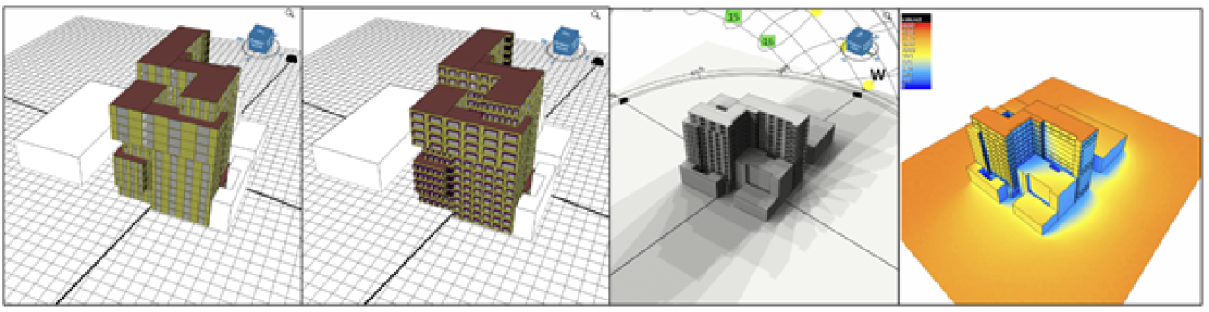 SPEED allows designers to vary key envelope parameters for fenestration and shading on a whole-building or facade basis. Rapid, on-demand shadow and solar studies assist the designer in refining their designs.
