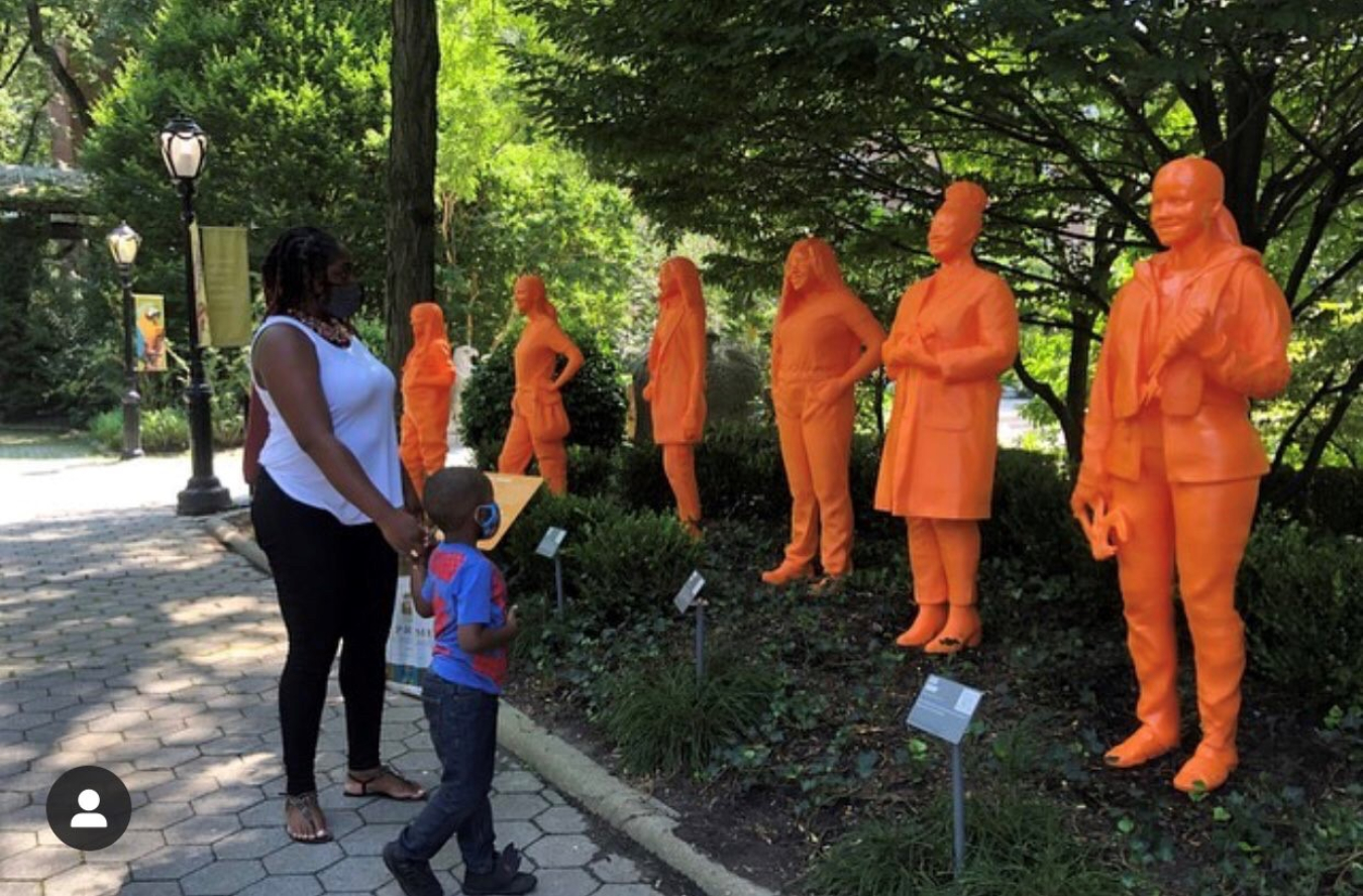 A glimpse of some of the IF/THEN Exhibit statues of the 125 Ambassadors in the program.