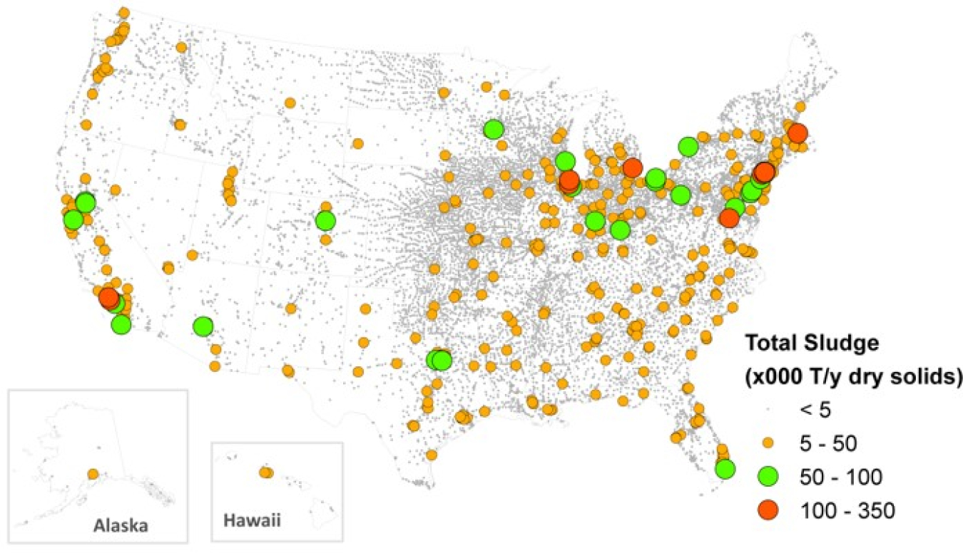 Example of wastewater treatment plant sludge waste resource availability. 