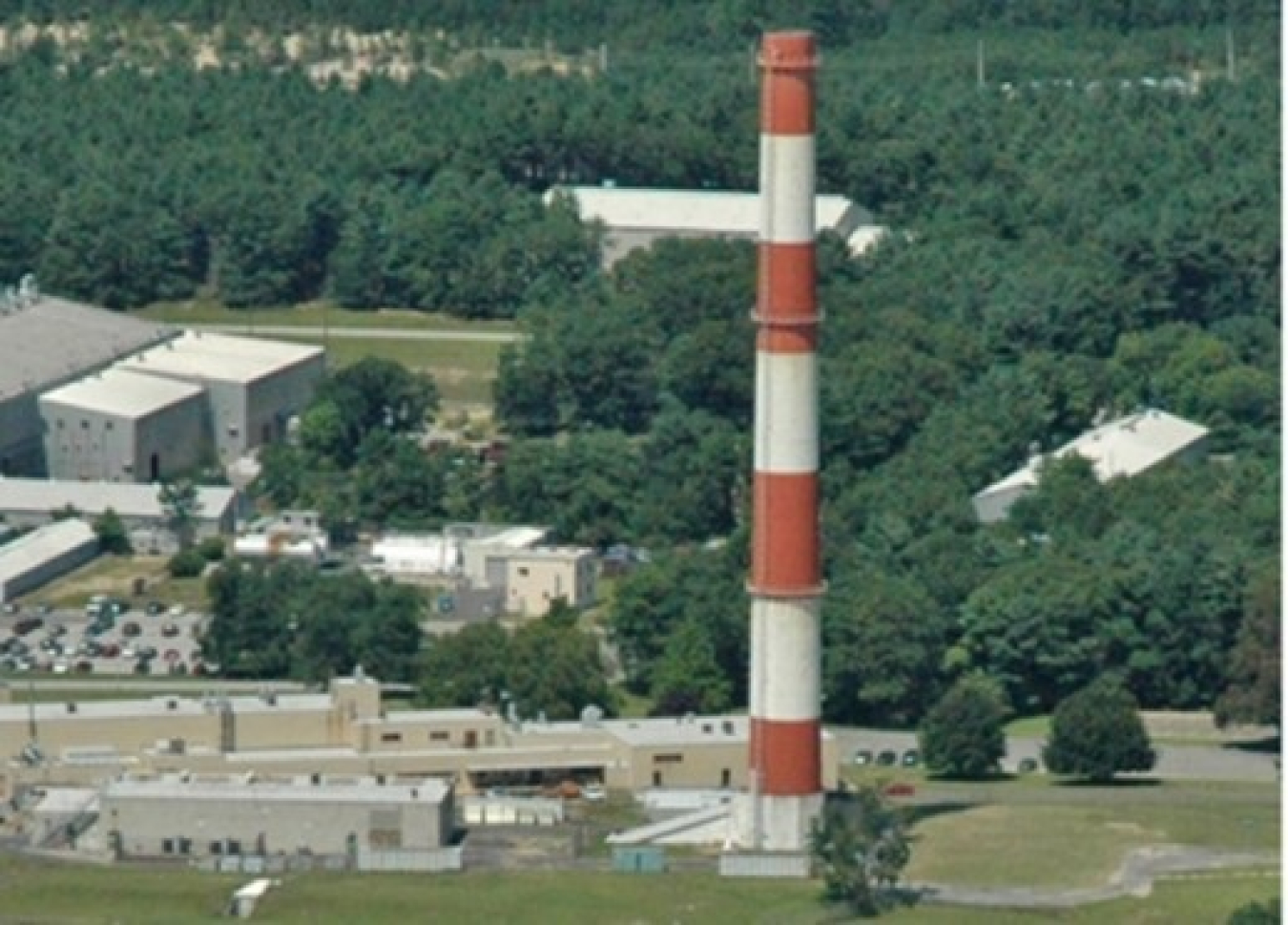 The Brookhaven National Laboratory’s High Flux Beam Reactor exhaust stack before demolition.