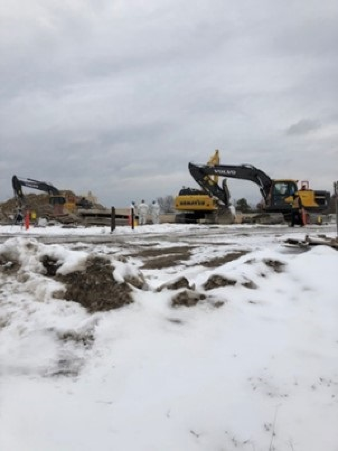 The site of the Brookhaven National Laboratory’s High Flux Beam Reactor exhaust stack after crews demolished it.