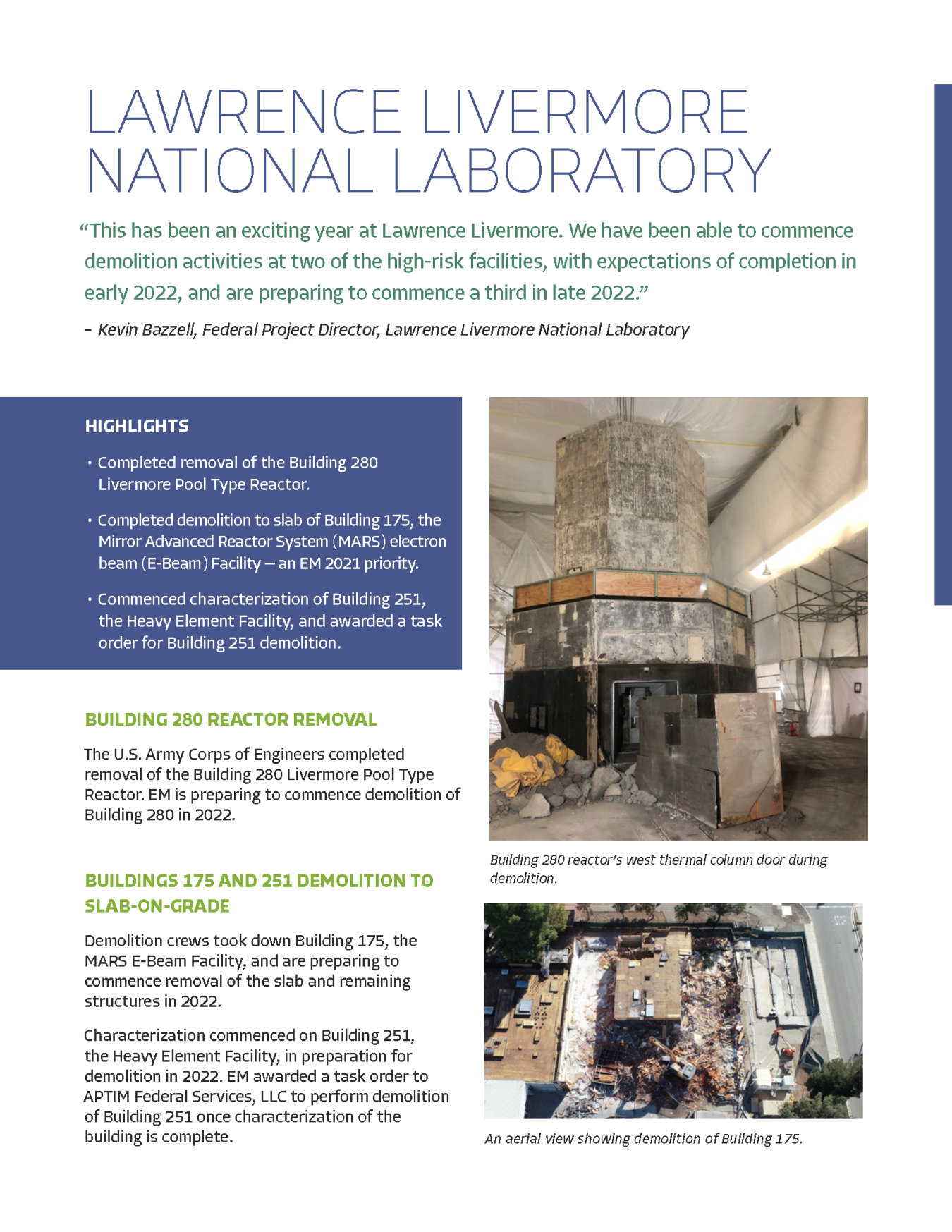 Lawrence Livermore National Laboratory 2021 Year in Review Report