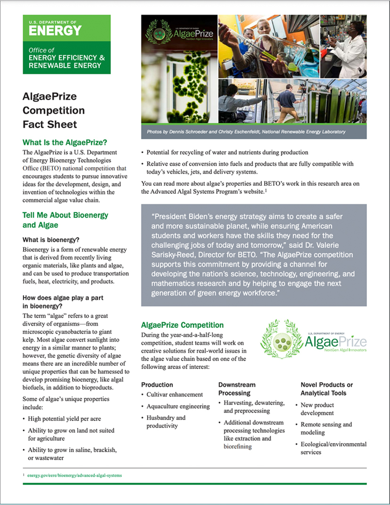 AlgaePrize Competition Fact Sheet thumnnail