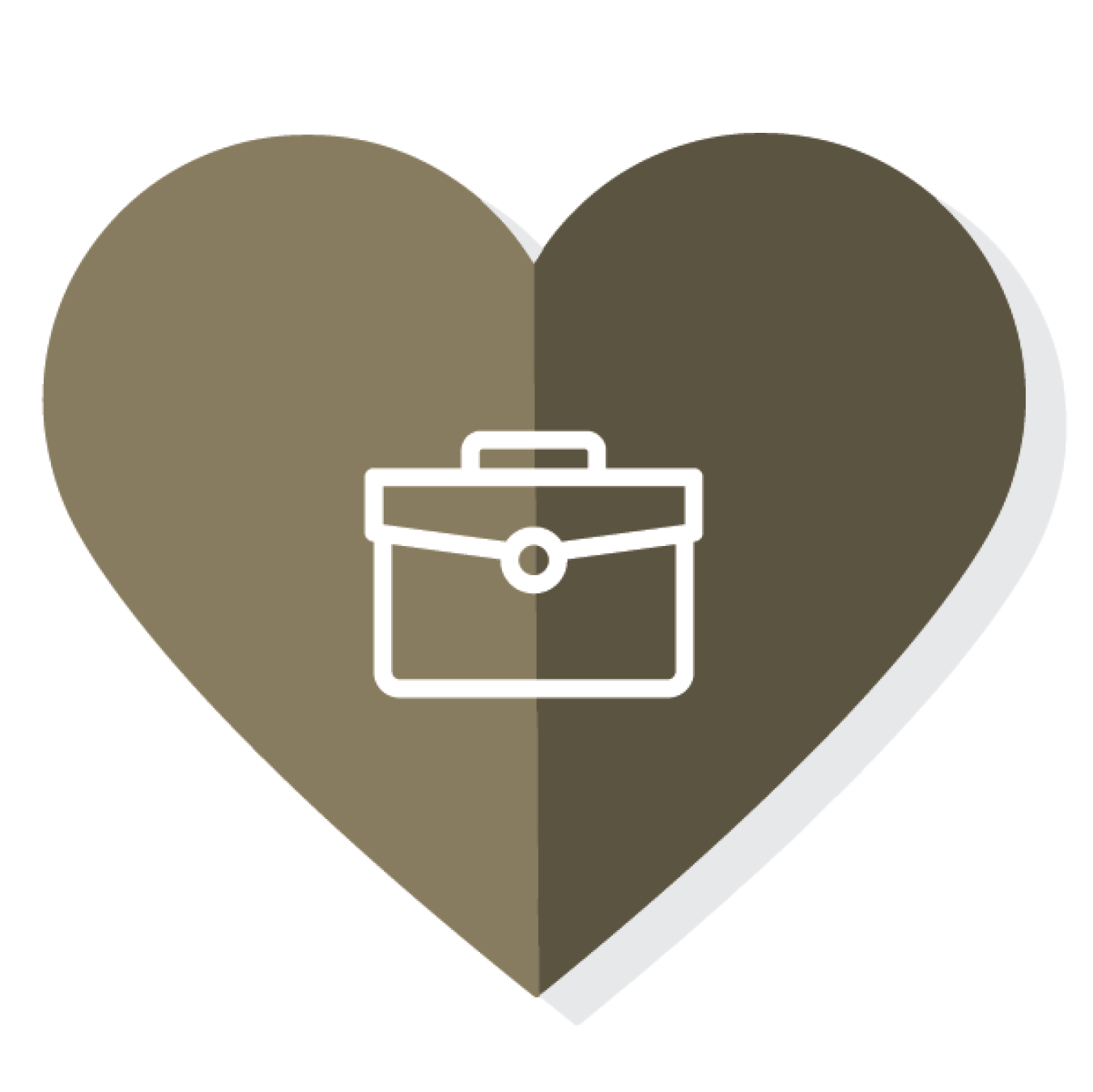 Jobs icon inside a heart.
