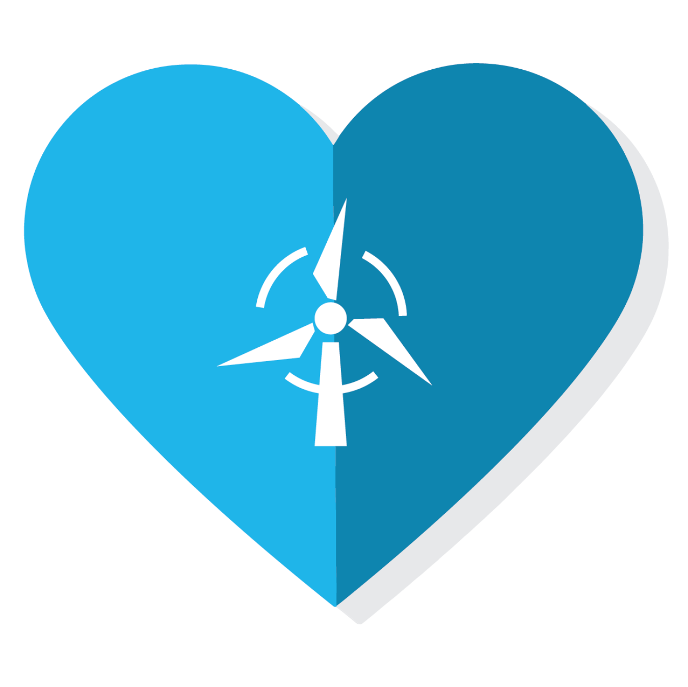 Wind icon inside a heart.