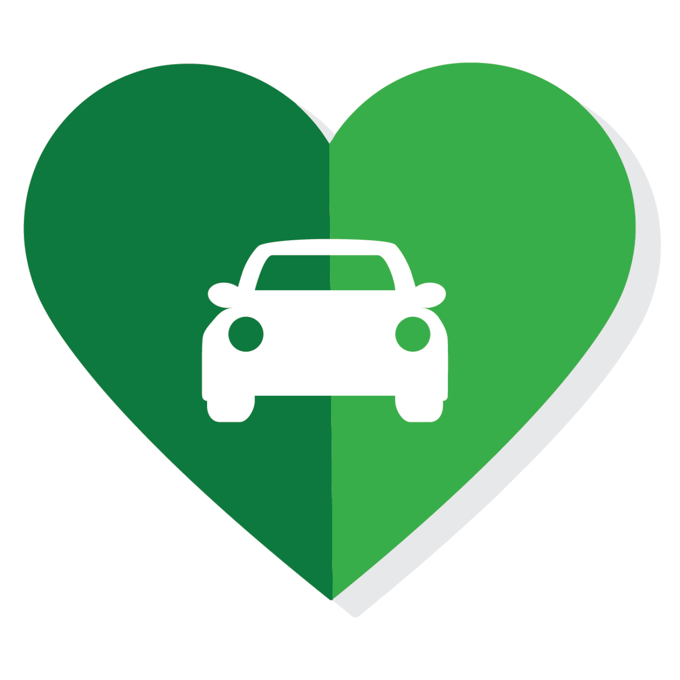 Transportation icon inside a heart.