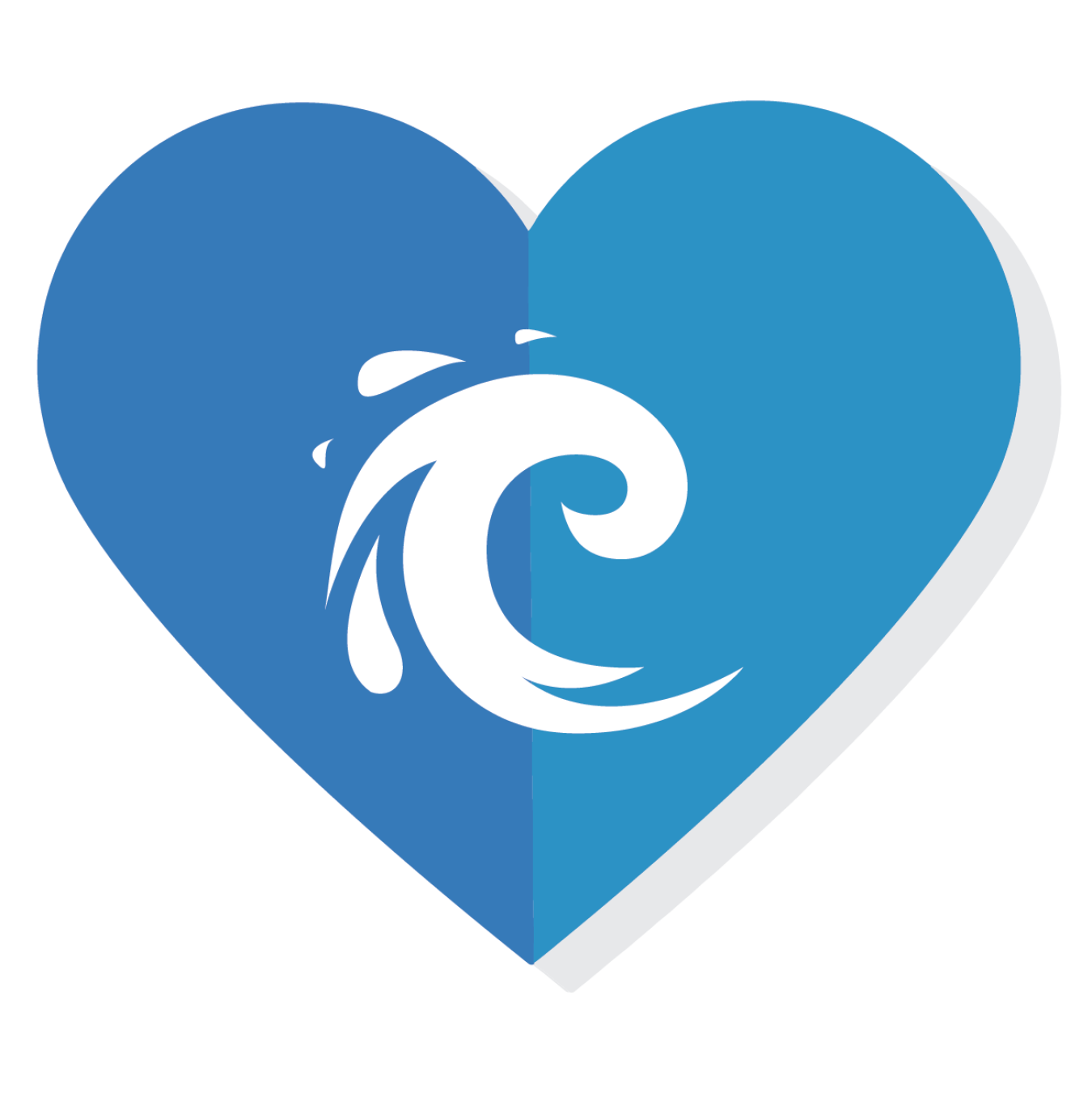 Water icon inside a heart.