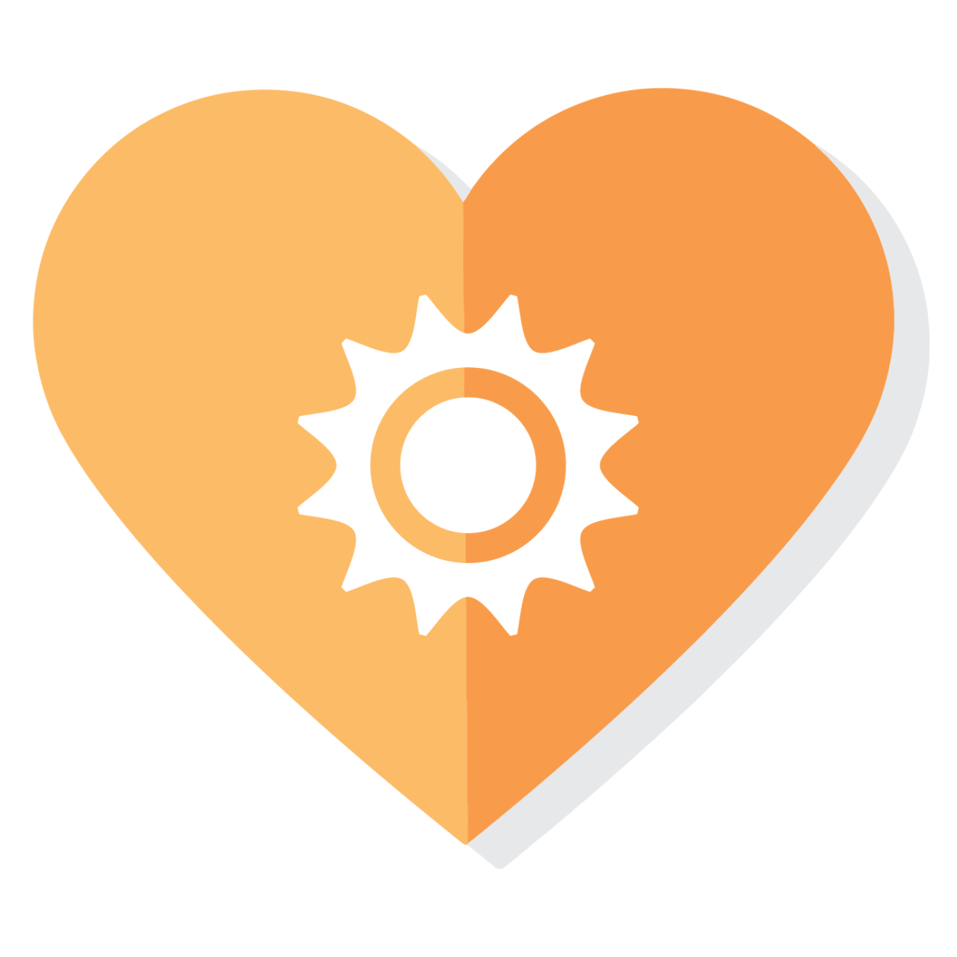 Solar icon inside a heart.