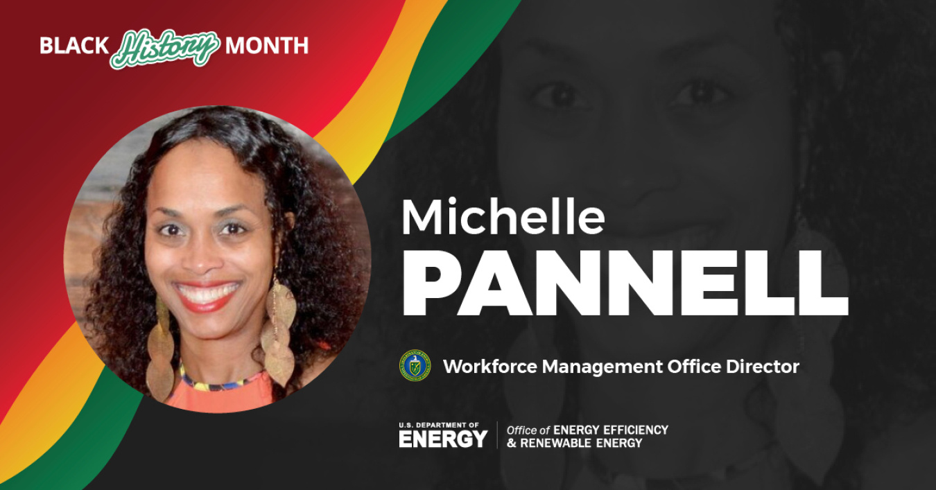 EERE branding for Michelle Pannell in Black History Month.