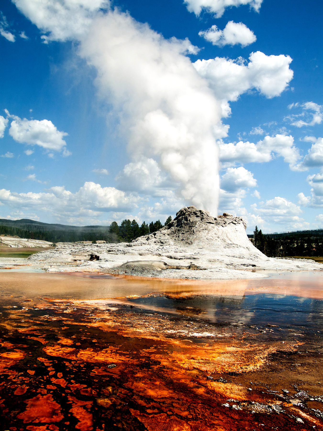 Geothermal geyser exhausting steam