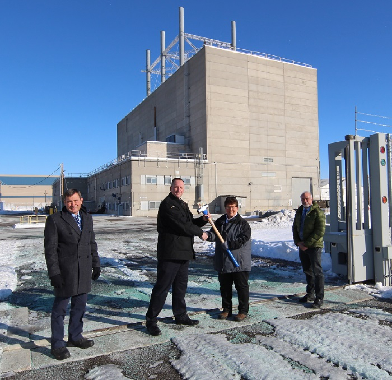 Officials from the U.S. Department of Energy Office of Environmental Management (EM) and the Office of Naval Reactors (NR) mark the transfer of the Submarine 1st Generation Westinghouse (S1W) prototype facility from NR to EM on Jan 27. 