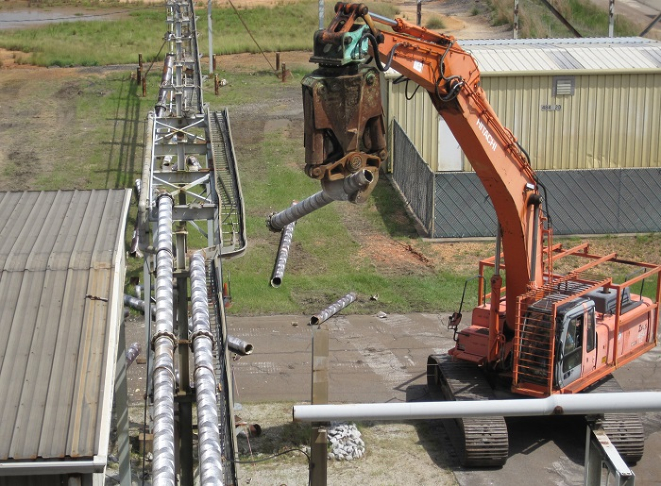 Here, Savannah River Nuclear Solutions personnel manage the demolition of structures and steam lines that crisscrossed this major remediation project.
