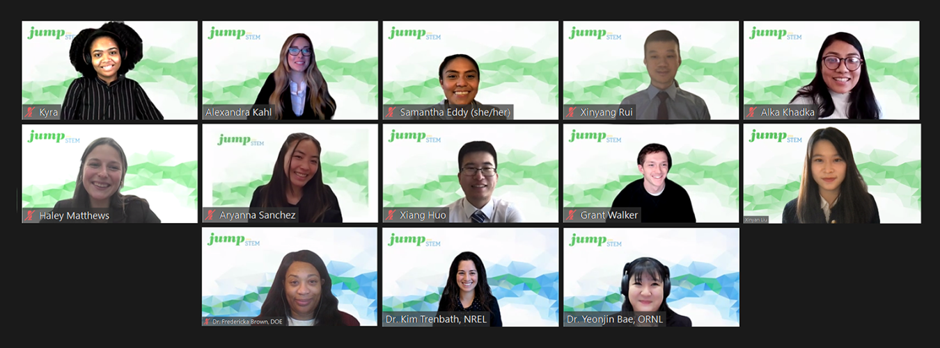 Screenshot of a virtual meeting showing 13 student participants.