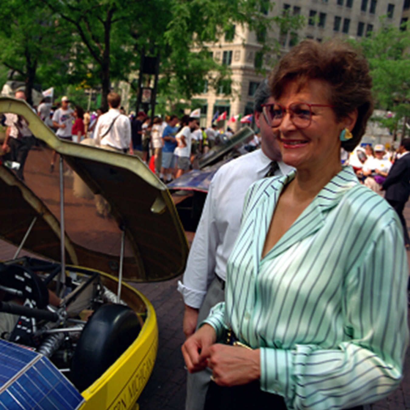 Hazel O’Leary smiling at a parade.