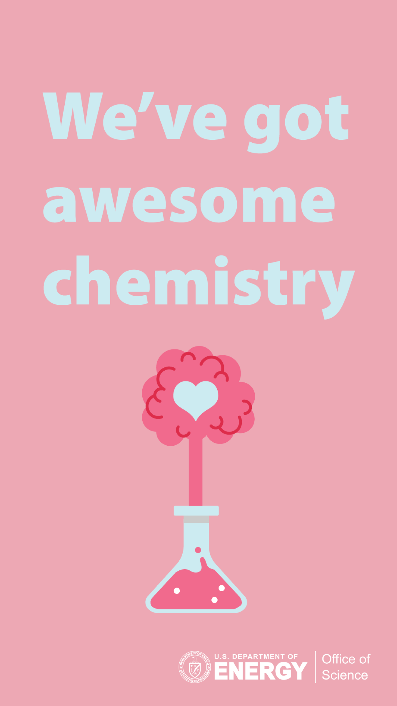A Valentines Day Card that reads "We've got awesome chemistry" with a picture of a beaker.