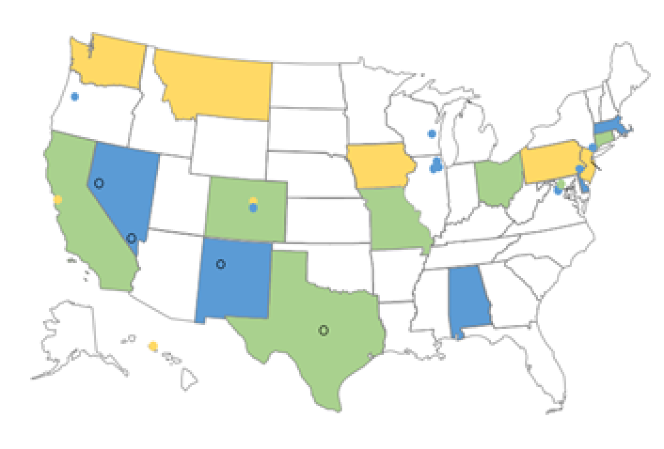 A map of the state and local participants for the C-PACE Working Group.