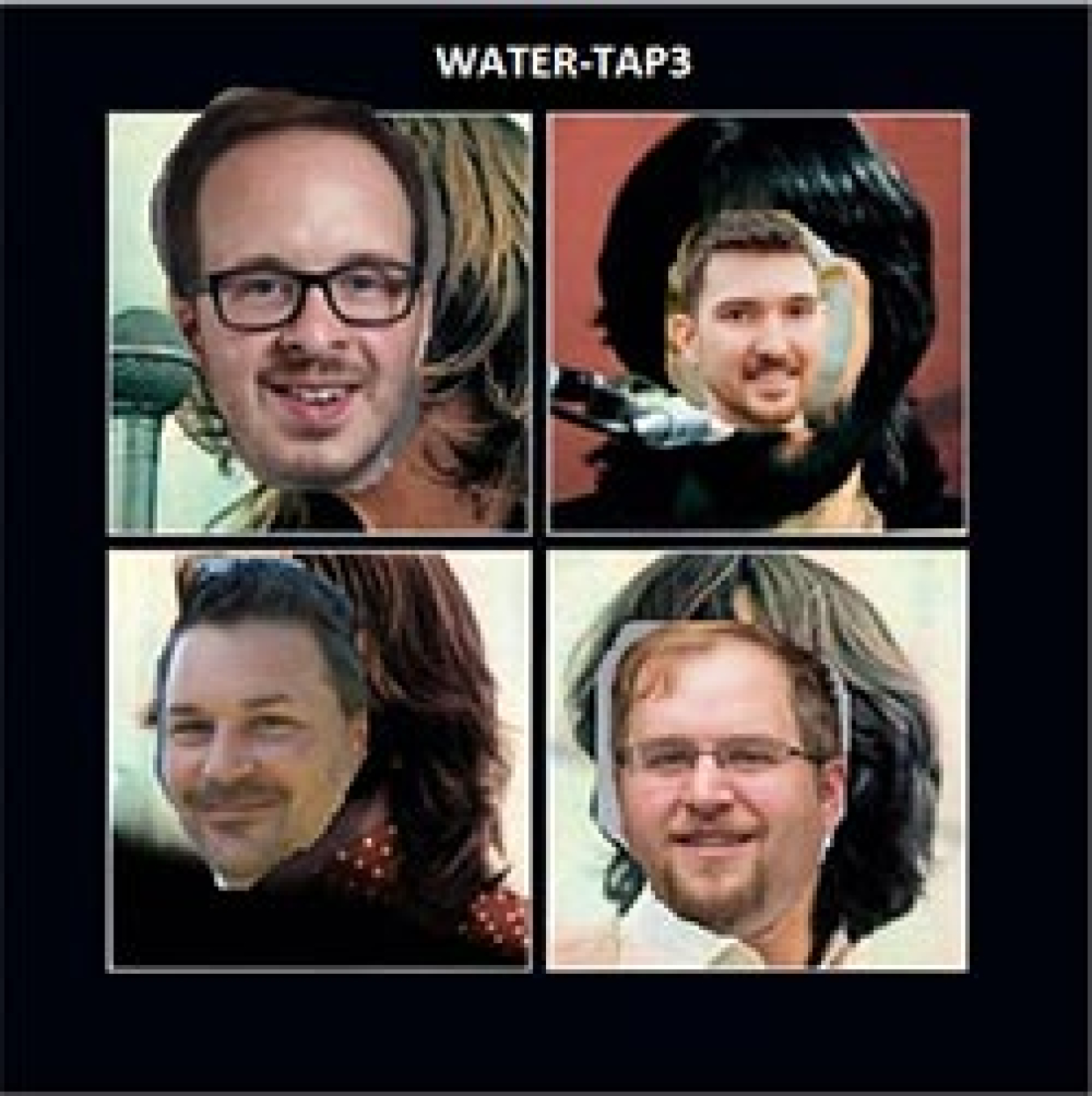 Four photos of men smiling
