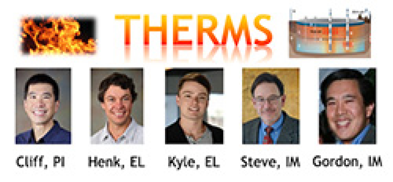 Therms text with 5 pictures of men smiling.