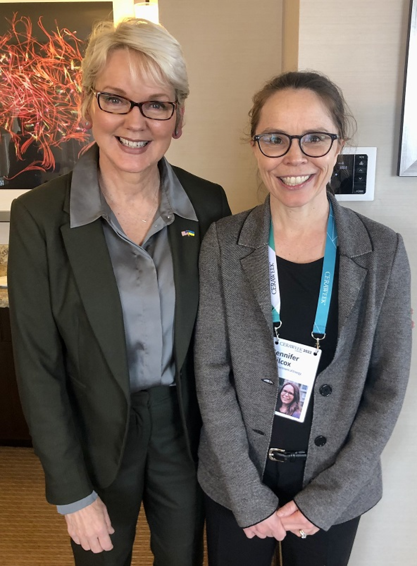 Secretary of Energy Jennifer M. Granholm alongside FECM's Dr. Jennifer Wilcox at CERAWeek