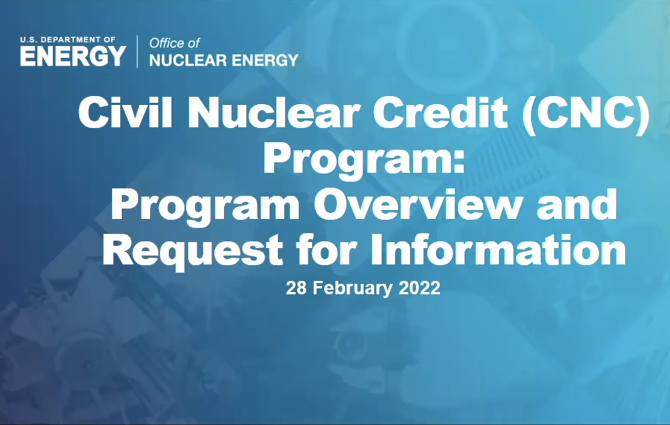Image illustrating Civil Nuclear Credit Program Webinar- February 28, 2022   