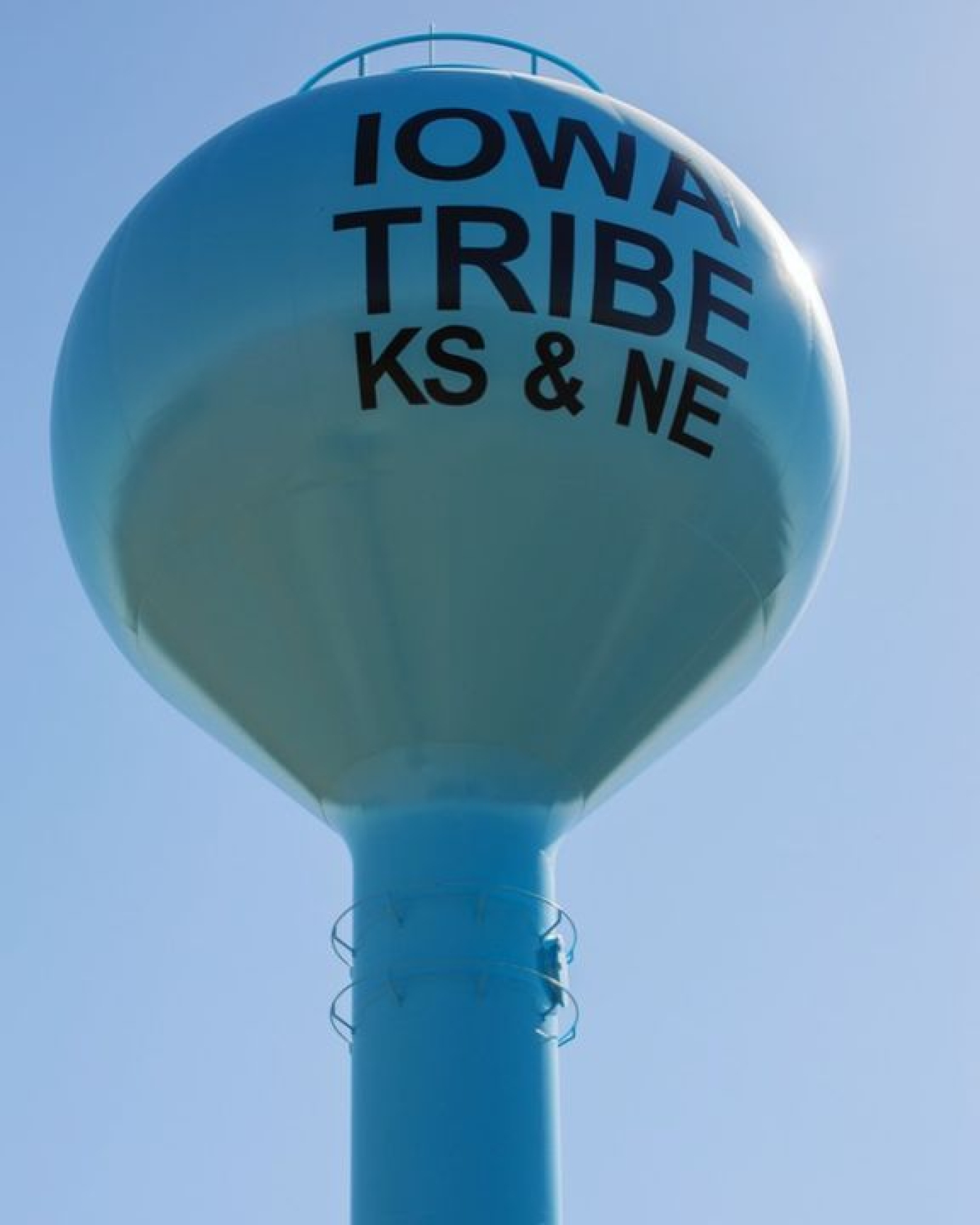 a water tower, with the words "Iowa Tribe of Kansas and Nebraska"