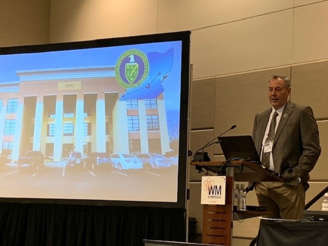 Joel Bradburne, manager of EM’s Portsmouth/Paducah Project Office, speaks during a panel session at the 2022 Waste Management Symposia focused on cleanup progress at the Portsmouth, Ohio and Paducah, Kentucky sites, as well as the depleted uranium hexafluoride plants.