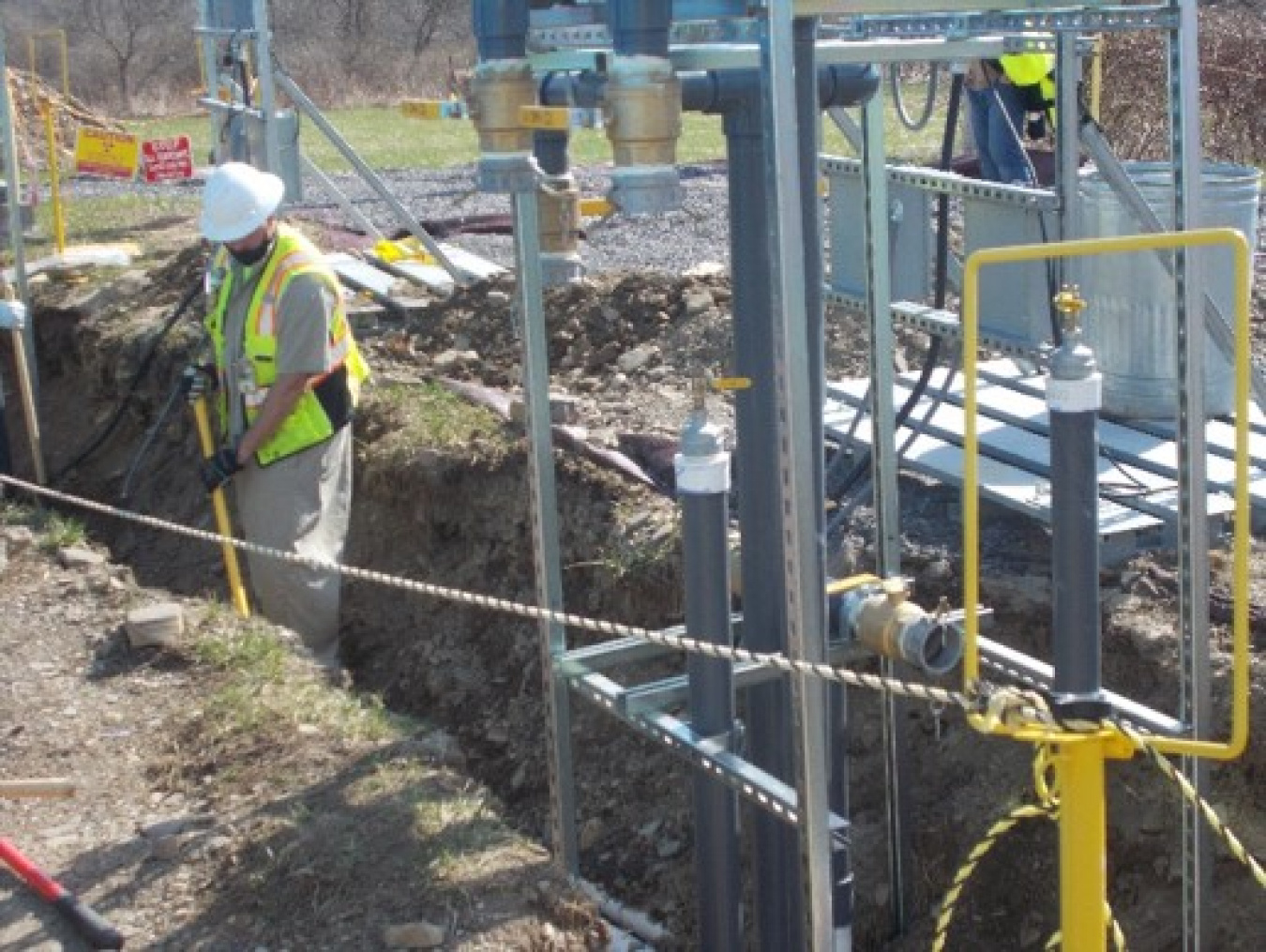 Crews install a robust water management system in preparation for MPPB demolition.