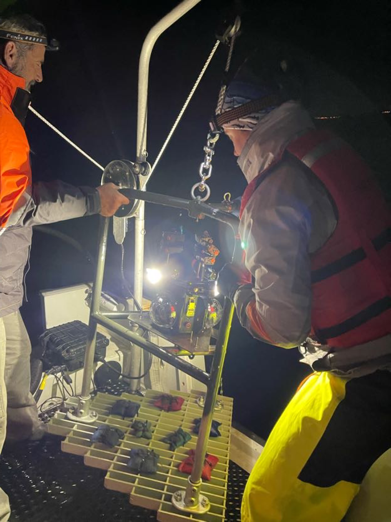 Triton team at night in the field.